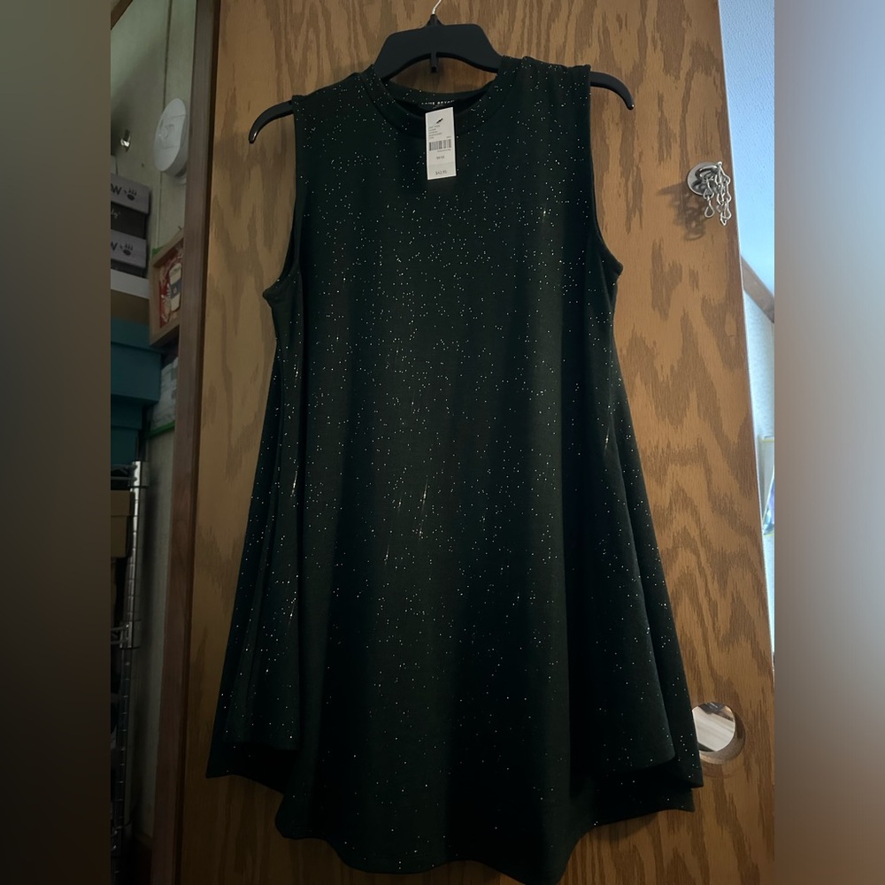 LANE BRYANT DARK GREEN LONG GLITTER TANK: NEW WITH TAGS: SIZE 10/12